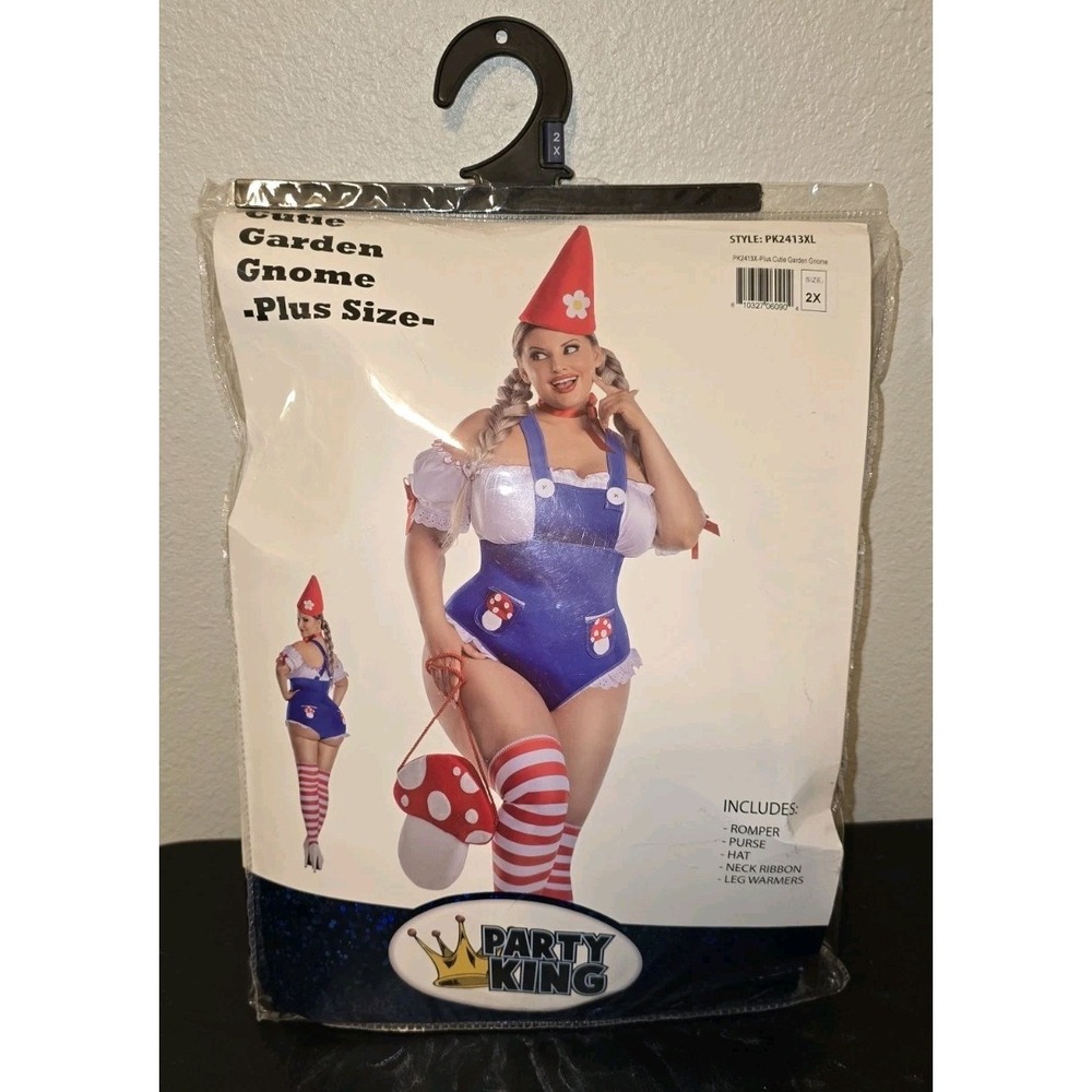 Party King Womens Cutie Garden Gnome Costume Plus Size 2X (20-22) New Halloween